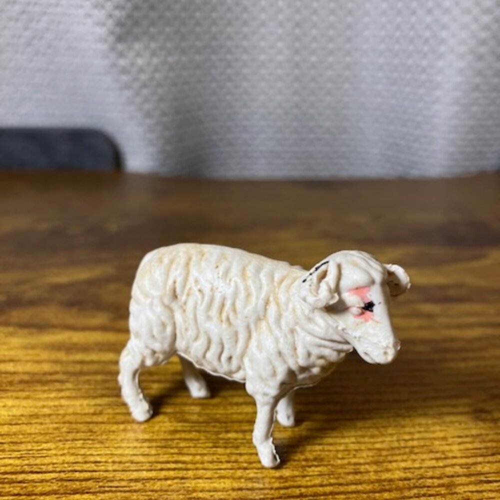 Vintage 1950's Ram Sheep Figurine Toy Made in Hong Kong 1.25" Hard Plastic